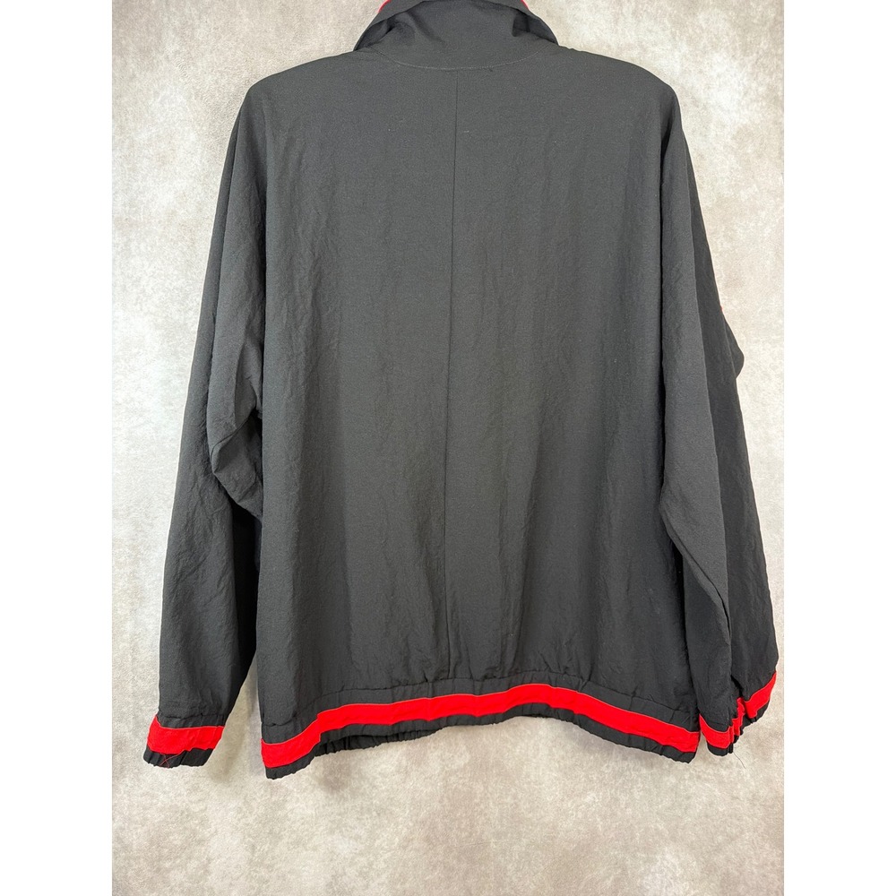 VTG 90s Sport Savvy Black Track Jacket Bold Colorblock Stripes Women's Large - Picture 5 of 6